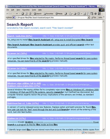 Search report generated by Advanced PDF Manager
