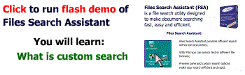 Click to run FSA flash demo. You will learn what is custom search, preview pane, search report.