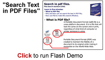 "Search Text in PDF Files" - click to run Flash Demo