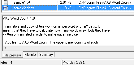 Sometimes translators or copyrighters want to perform word count only in certain files contained in the folder. It is not very convenient to manually open each file to make sure this is the document you have been looking for.